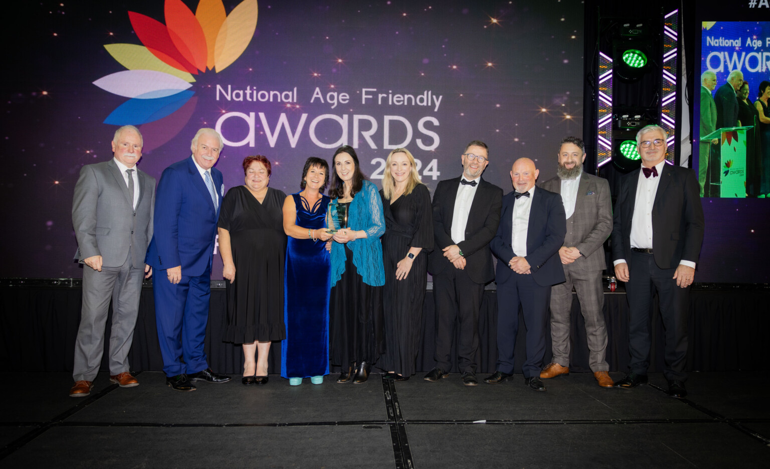 Pictured at the Age Friendly Awards Ceremony Donegal County Council Chief Executive John G. McLaughlin and members of Council staff are presented with the award for ‘Creating Age-Friendly & Inclusive Beaches’ in Donegal, sponsored by the Centre of Excellence in Universal Design.