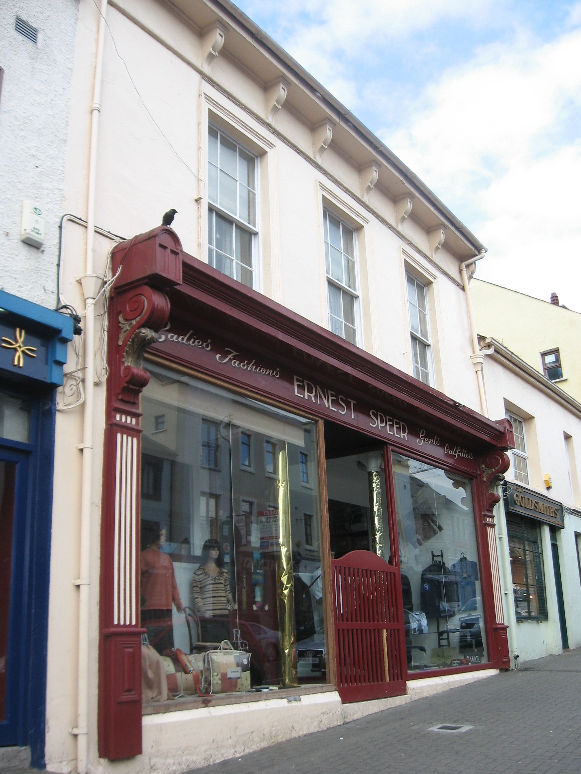 Ernest Speer’s shop on Lower Main Street in Letterkenny is a fine example of a nineteenth-century Protected Structure that makes an important contribution to the streetscape and sense of place of the town.  The retention and maintenance of key landmark buildings by their owners is one of the greatest expressions of civic pride in our towns and villages. 