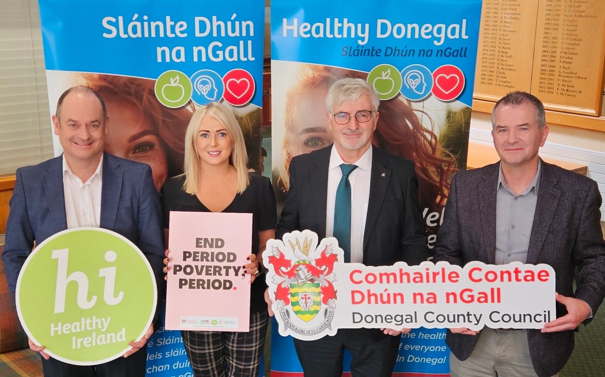 Pictured L-R: Patsy Lafferty, Director of Housing, Corporate & Cultural Services, Donegal County Council; Margaret Fitzgerald, Healthy Ireland Coordinator, Donegal County Council; John G McLaughlin, Chief Executive, Donegal County Council; Liam Ward, Director of Community Development and Planning Services, Donegal County Council.